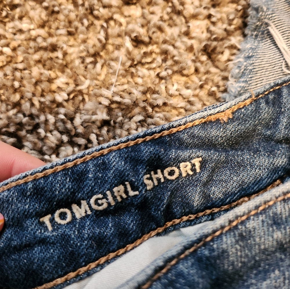 American Eagle Outfitters Blue Jean Shorts with Distressed Frayed Hem - Picture 4 of 5